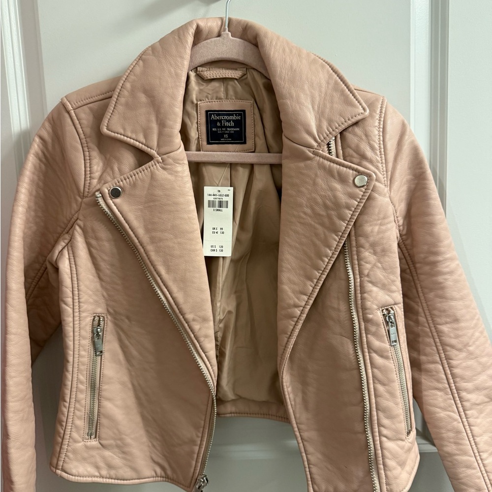 Abercrombie & Fitch Women's Light Pink Leather Jacket